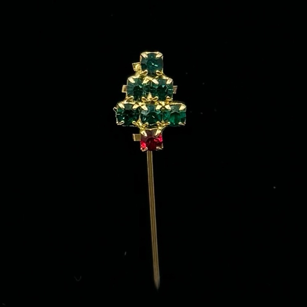 VINTAGE Crystal Christmas Tree Stick Pin